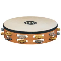MEINL TAH2M-SNT Тамбурин деревянный, 2ряда бубенцов, кожа: козел, цвет: натуральный