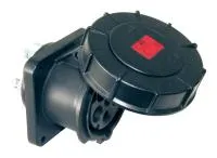 PCE Розетка встраиваемая 125А/400V/3P+E/IP67, черная, фланец 120x120 344-6xs