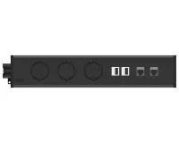 ABL 2M400308- Розеточная станция серии UDM с 3 розетками, 2xUSB-А и 2xRJ45 Cat6A, черная