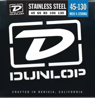 DBS45130 Комплект струн для 5-струнной бас-гитары, нерж.сталь, Medium, 45-130, Dunlop