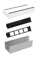 ABL K46MID/2 (W)- Комплект розеточной станции серии Conference MID с лючком, 3 розетки, 1xUSB-A, 1xUSB-C и 4 слота для IMP, белый
