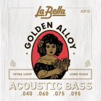 AB-10 Golden Alloy Комплект струн для акустической бас-гитары, бронза, Extra Light, 40-95, La Bella