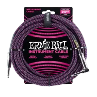 Ernie Ball 6068 кабель инструментальный, прямой / угловой джеки, 7,62м, цвет чёрный с пурпурным