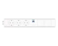 ABL 2M210305- Розеточная станция серии Link с 3 розетками, 1xUSB-A, 1xUSB-C и 2 слотами для IMP, белая с серебристым