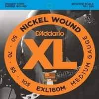 D`addario exl-160m  струны для бас-гитары nickel wound, 50-105, medium scale
