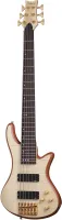 SCHECTER STILETTO CUSTOM-6 NAT - 6-струнная бас-гитара, 24 лада, корпус красное дерево с топом из волнистого клёна, гриф: клён/орех, на болтах, накладка: палисандр, звукосниматели: HH, EMG 40HZ, регулировки: Мастер громкость, бленд, 2х полосный активный э