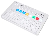 Arturia MiniLAB 3 Alpine White - 25 клавишная  MIDI-клавиатура - пэд-контроллер, 9 регуляторов, 8  RGB пэдов, 8 фейдеров, дисплей, сенсорные регуляторы Pitch/Modulation, MIDI-выход, 1/4" Jack вход педали, режим Chord, арпеджиатор, USB-C, ПО