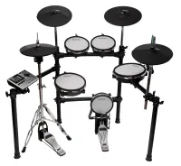 ROCKDALE DRUMS SD201-3SH - Электронная ударная установка. Сетчатые двухзонные педы :10”малый барабан, 8”том (2шт), 10”напольный том, 8”сетчатый пэд бас-барабана. 12”двухзонные тарелки 3шт: hi-hat, crash1, crash2. 13”трехзонная тарелка Ride. Стойка хай-хет