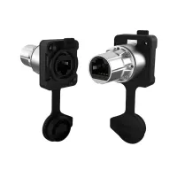 Seetronic IM SE8FDYH-60-B-C6A Разъем RJ45 панельный, IP65, PoE++, гнездо, тип-D, RJ45 проходной, розетки соответствуют CAT6a, цвет: черный.