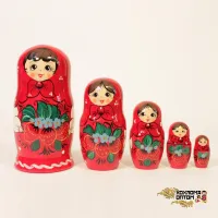 LHM10148 Матрешка "Вятка клубничка" 5 кукольная, Хохлома