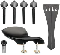 Viola accessory set Acura Meister Ultimo AS-ASGHL552 - Ultimo grade viola accessory set of ebony with ebony trim. Heart pegs, Hill tailpiece, Guarneri chin rest with English mount and inSight end pin.