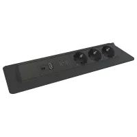 Kondator 935-F400B- Встраиваемая розеточная станция серии Axessline с 3 розетками, 1хRJ45, 1хHDMI и 2xUSB, черная