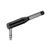 ROXTONE RJ3RPP-BN Разъем, 6,3mm stereo Male Jack(угловой) с пружиной. цвет: черный, покрытие контактов: Никель. Максимальные размер кабеля: 7мм с пружиной, 8,5мм без пружины. 1шт в блистере, 20шт в коробке, 400 шт в мастер упаковке размером: 46х36х30см