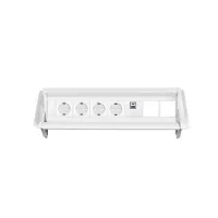 ABL 2F0WF4A5- Встраиваемая розеточная станция серии Aero Flip с 4 розетками, 1xUSB-A, 1xUSB-C и 2 слотами для IMP, белая (2F010411)
