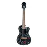 Bamboo u-23 flowersandroll  укулеле концерт, рисунок розы, цвет черный