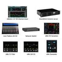 Digico emotion lv1 extreme server combo - комплект: soundgrid extreme server сервер плагинов, emotion lv1 64-канальный виртуальный микшер, контроллер platform m, жк-дисплей platform d2, netgear 8-портовый коммутатор, кабель cat 6, 4 плагина: emo d5 dynami