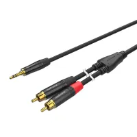 ROXTONE PACC150/2 Премиальный аудио кабель, 3.5mm stereo Jack (MJ3BG) - 2xRCA (P2BG), покрытие контактов: золото, 2м