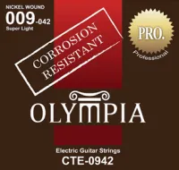 CTE 0942 струны для 6-ти струнных электрогитар Coated Electric Nickel Wound Super Light, .009, .011, .016, .024w, .032w, .042w, покрытие увеличивает срок использования струн, Olympia