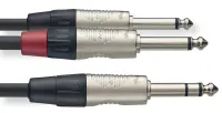 STAGG NYC1/PS2PR - профессиональный балансный инсертный кабель стерео Jack 1/4 " - 2 x моно Jack 1/4 ", разъемы типа NEUTRIK, длина 1 метр, черного цвета