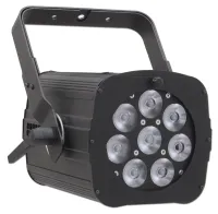 ИМЛАЙТ TL COLOR PAR 8 Светодиодный прожектор типа PAR с микшером цвета RGBL мощностью 120 Вт. Источник света светодиодные модули 15 Вт 8 шт.  Угол раскрытия луча 12 (30) градусов. Управление DMX-512, 3, 6, 7 каналов, 3-х контактные разьемы вход/выход. ЖК