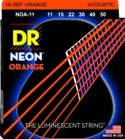 DR NOA-11 - струны для акустической гитары, Калибр: 11-50, Серия: HI-DEF NEON™, Обмотка: посеребрёная медь, Покрытие: люминесцентное