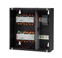 ETC RSN-OPTO-DBOX Response Opto-Splitter - DIN Box with dual splitter Сплиттеры (разветвители) сигнала DMX-512, модель ETC RSN-OPTO-8DIN - 2 шт., установлены в монтажную коробку с DIN-рейкой в комплекте с блоком питания 48В (арт. PS506). В комплекте: IDC-