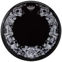 Remo pa-1322-tt-t04 sale  22" tattoo skyn, передний пластик для бас барабана, змея, чёрный