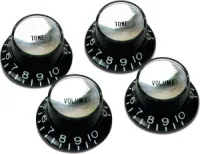 GIBSON TOP HAT KNOBS W/ SILVER METAL INSERT BLACK4 PCS. набор ручек для потенциометров 4 шт, цвет черный