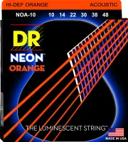 DR NOA-10 - струны для акустической гитары, Калибр: 10-48, Серия: HI-DEF NEON™, Обмотка: посеребрёная медь, Покрытие: люминесцентное