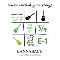 8901MT34 Kinder Guitar Size Отдельная первая Е струна для классической гитары 3/4, Hannabach