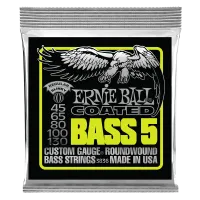 Ernie Ball 3836 струны для 5-струнной бас-гитары Coated Bass Regular Slinky 5 (45-65-80-100-130) покрытые спец. сплавом