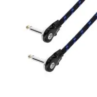 Adam hall k4irr0450vintage - кабель инструментальный в оплетке с плоскими разъемами (flat plugs), trs (jack) 6,3 mm mono (угловой) - trs (jack) 6,3 mm mono (угловой), 0.22 мм2, 4.5 м, черный/синий