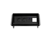 ABL 2F0BF2A4- Встраиваемая розеточная станция серии Aero Flip с 2 розетками, 1xUSB-A, 1xUSB-C и 1 слотом для IMP, черная (2F000210)