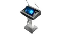 Интерактивная трибуна Wize Pro [WSP-22ZL] диагональ 21.5", угол наклона монитора 0-25 градусов, цифровая панель спереди 12.6", встроенный ПК i5-10210U, кардиоидный микрофон 42см 40Гц-16КГц, высота трибуны 110-130 см, входы USB 3.0*2, RJ45, выходы HDMI*2,
