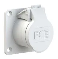 PCE Розетка встраиваемая 16A/42V/2P+E/IP44,фланец 70х70, никелированные контакты 383-12v