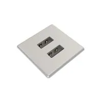 FORMING FUNCTION 9353003102- Встраиваемая квадратная металлическая зарядная станция серии Powerdot с 2xUSB, серебристая
