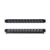ИМЛАЙТ P-XLR3M-12 (N) Патч-панель коммутации аудио-сигнала, 12 вилок XLR-3pin, разъемы NEUTRIK, высота 1U, монтаж в рек