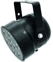 EUROLITE LED PAR-56 TCL 9x3W Short black Светодиодный прожектор(8x 3 W LEDs TRICOLOR, угол раскрытия луча 14 гр, управление DMX512 (3-5 каналов), встроенный микрофон.Цвет -черный