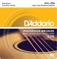 EJ19 Phosphor Bronze Комплект струн для акустической гитары, ф/б, Bluegrass, 12-56, D'Addario