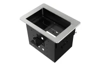 Прямоугольный металлический корпус Wize Pro [WRTS-06BOX-S] для модульной системы врезного лючка в стол с убирающейся крышкой для установки до 6 модулей-вставок, преустановленная рамка, серебристый