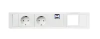 ABL 2F81F2A4- Встраиваемая розеточная станция серии Level тип E (Level-E) с 2 розетками, 1xUSB-A, 1xUSB-C и 1 слотом для IMP, белая с серебристым