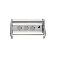 ABL 2F020303- Встраиваемая розеточная станция серии Aero Flip с 3 розетками, 1xUSB-A, 1xUSB-C, серая