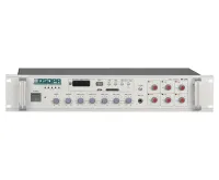DSPPA MP-610U Комбинированный микшер-усилитель, 6 зон c регулировкой  уровня выходного сигнала, 250 Вт/100В,  4 микр, 3 лин входа, 1 Aux вых. Цифровой AM\FM тюнер, MP3 плеер, bluetooth, вход USB для FLACH памяти. Питание 220В. Размеры 483х88х338. Масса 16