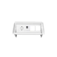 ABL 2F010122- Встраиваемая розеточная станция серии Aero Flip с 1 розеткой, 2xUSB-A и 2 слотами для IMP, белая