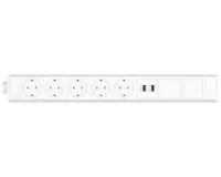 ABL 2M210510- Розеточная станция серии Link с 5 розетками, 2xUSB-A и 2 слотами для IMP, белая с серебристым