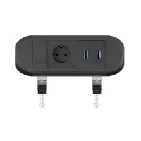 ABL 2A0BF1F3- Настольная розеточная станция серии Chroma с 1 розеткой и 2xUSB-A, черная (2A000116)