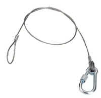 GSS-02S600 (Screw hook) Страховочный трос, диаметр 2 мм, длина 600 мм, макс. нагрузка 250 кг, карабин 4 мм с замком, нержавеющая сталь, Lexor