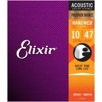 Elixir Nanoweb 16002 Extra Light (6 шт) Струны для акустической гитары 
