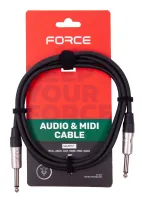FORCE FGC-20/1,5 - Шнур гитарный Jack1/4"(M)-Jack1/4"(M) (1мх6мм), металлические разъемы, цвет - черный, длин 1,5 метра