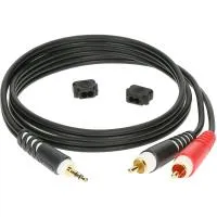 KLOTZ  AY7-0100 Y-кабель стерео-пара, TRS 3.5 штекер - 2 RCA штекера, оболочка из PVC, цвет черный, длина 1 м